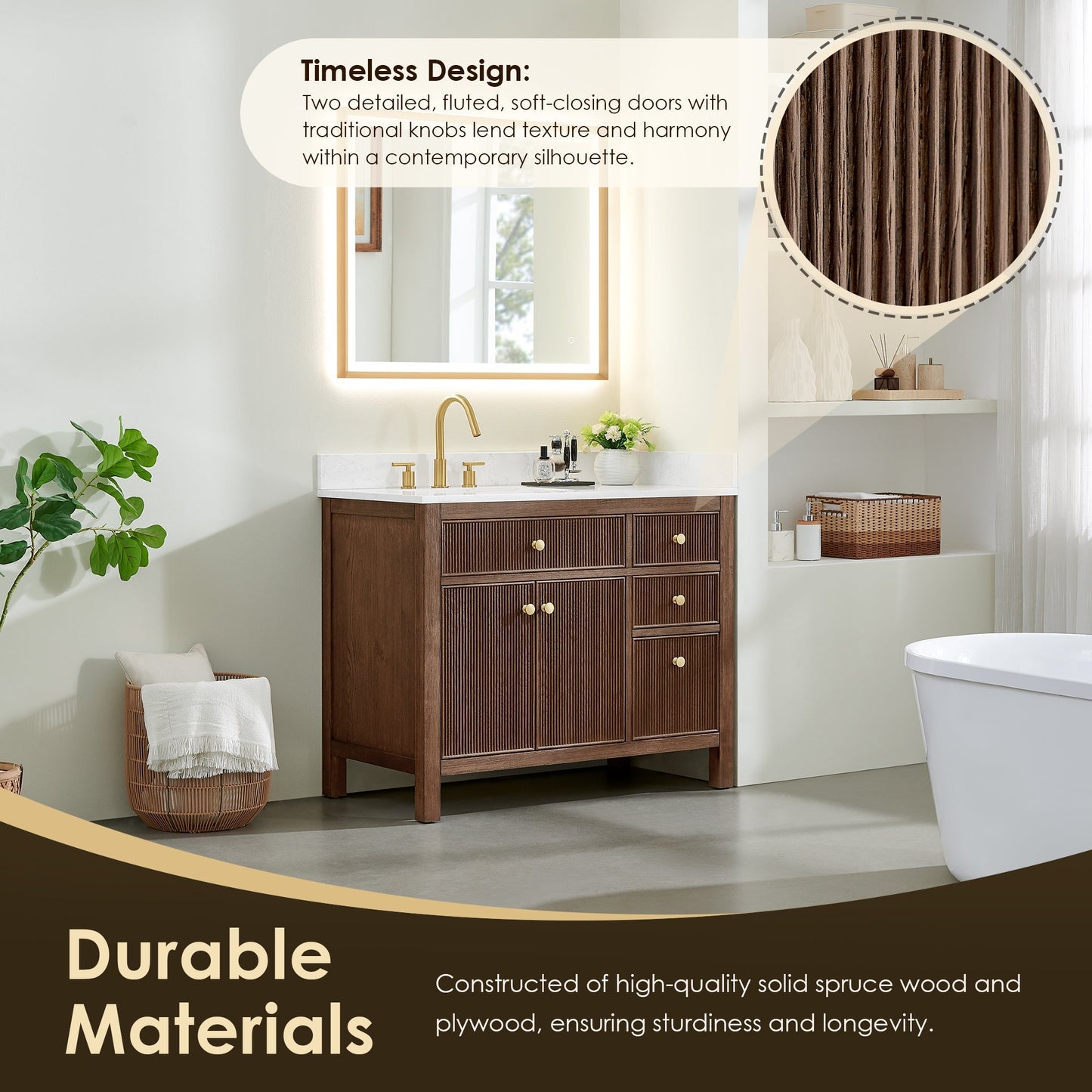 Altair Designs Cerrito 42" single vanity with top - 567042-BK-GW-NM