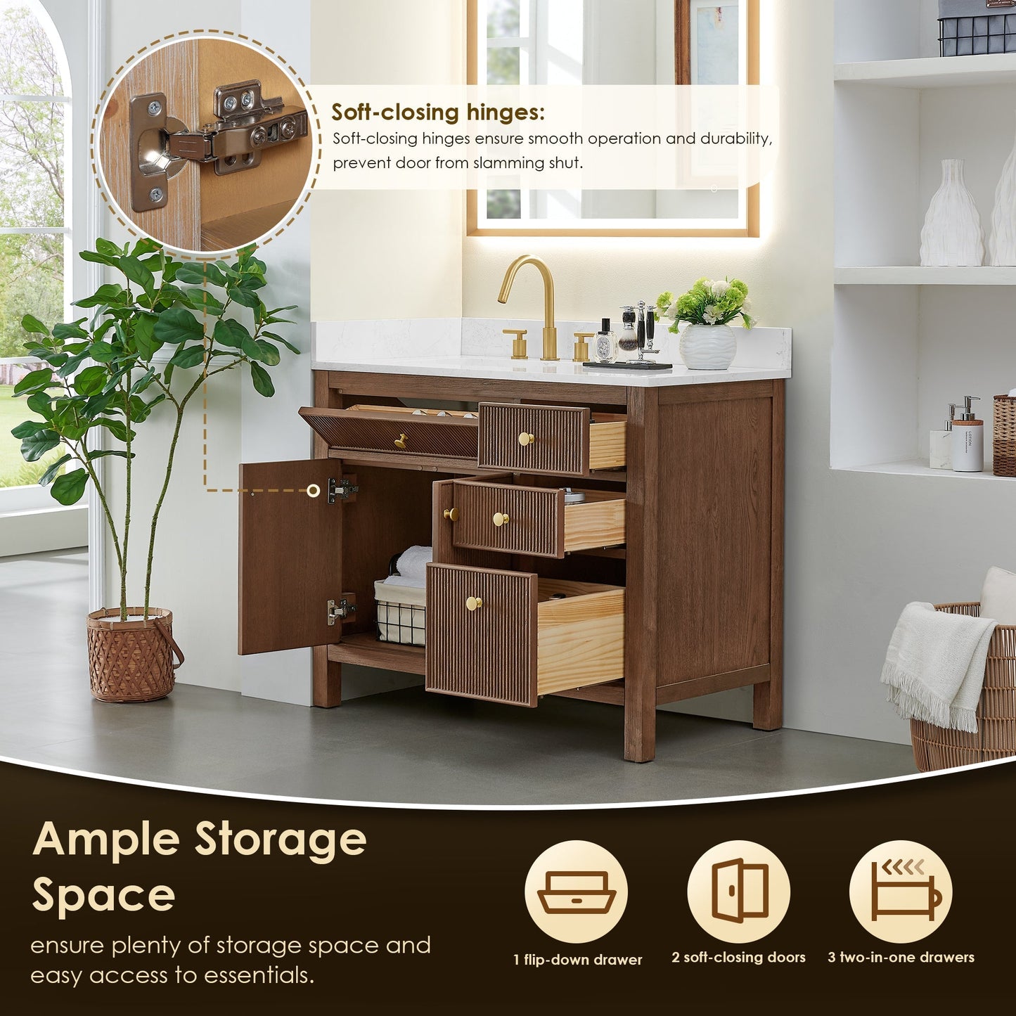 Altair Designs Cerrito 42" single vanity with top - 567042-BK-GW-NM
