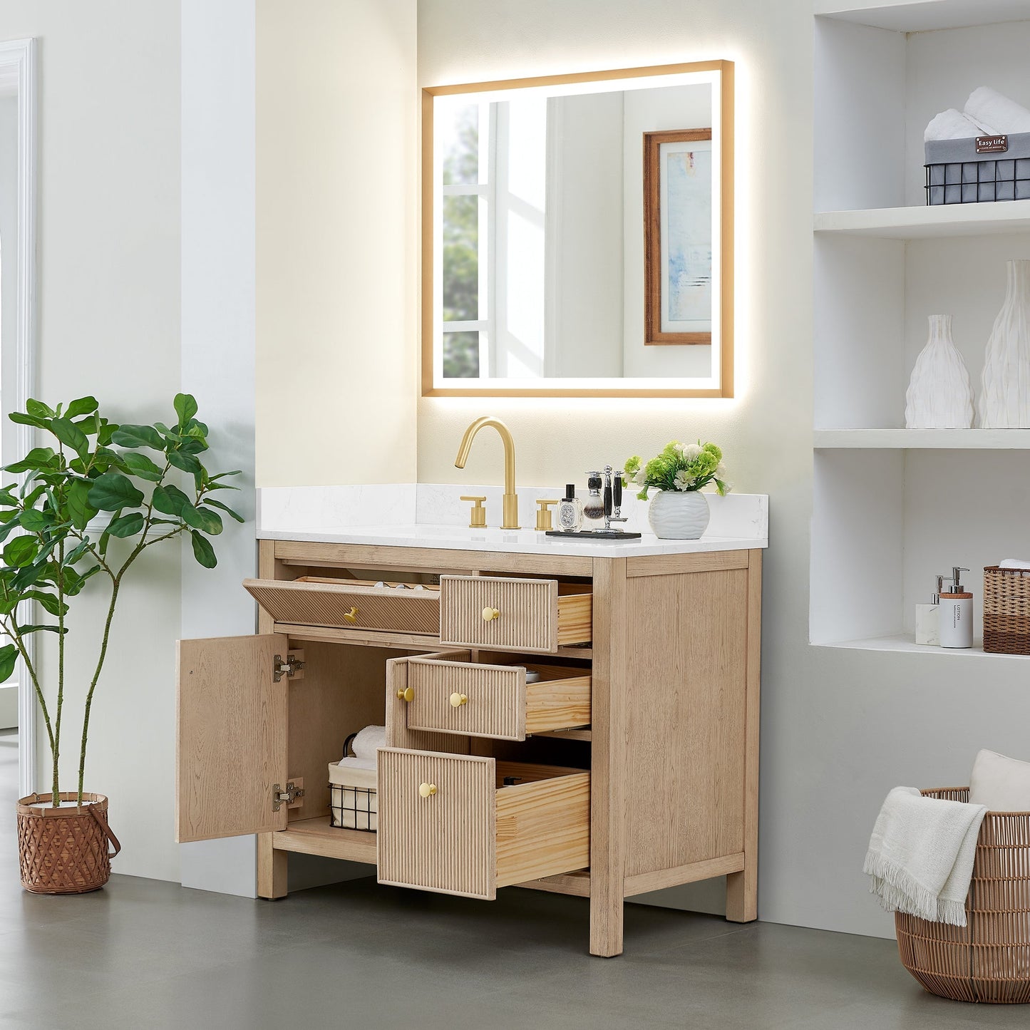 Altair Designs Cerrito 42" single vanity with top - 567042-BK-GW-NM