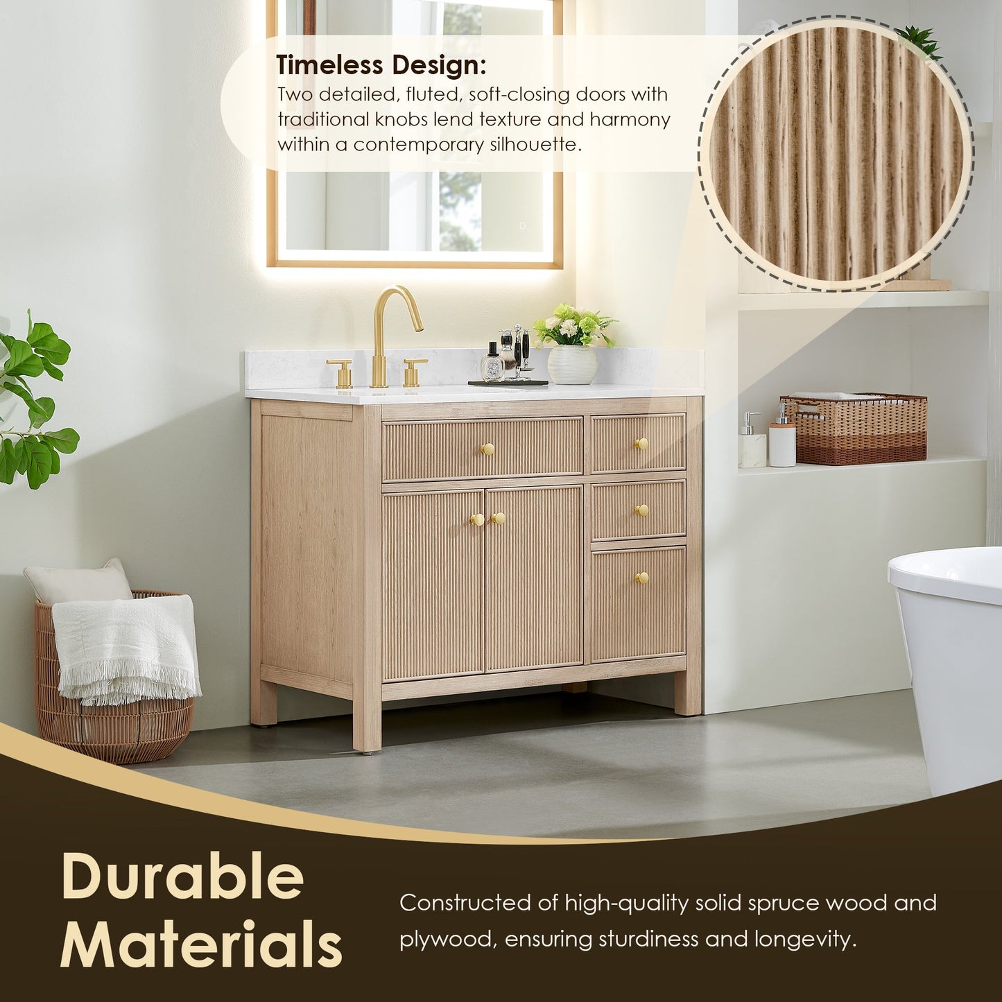 Altair Designs Cerrito 42" single vanity with top - 567042-BK-GW-NM