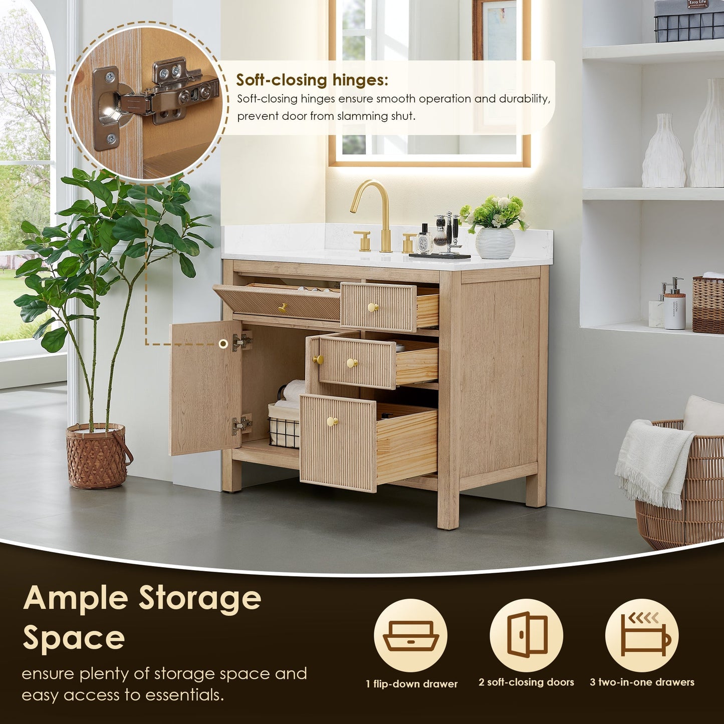 Altair Designs Cerrito 42" single vanity with top - 567042-BK-GW-NM