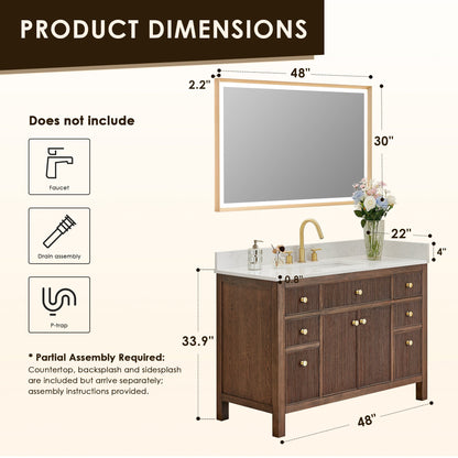 Altair Designs 48" single vanity with top - 567048-BK-GW-NM