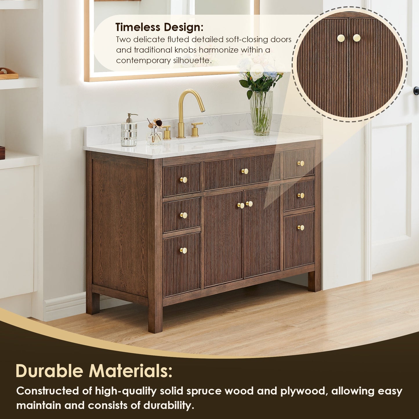 Altair Designs 48" single vanity with top - 567048-BK-GW-NM
