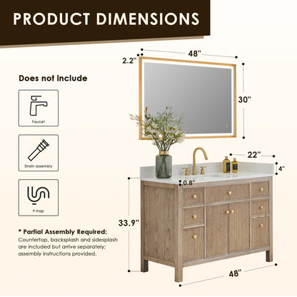 Altair Designs 48" single vanity with top - 567048-BK-GW-NM