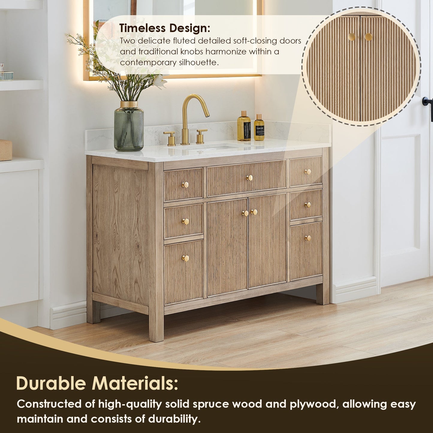 Altair Designs 48" single vanity with top - 567048-BK-GW-NM