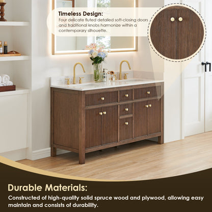 Altair Designs 60" double vanity with top - 567060-NK-GW-NM