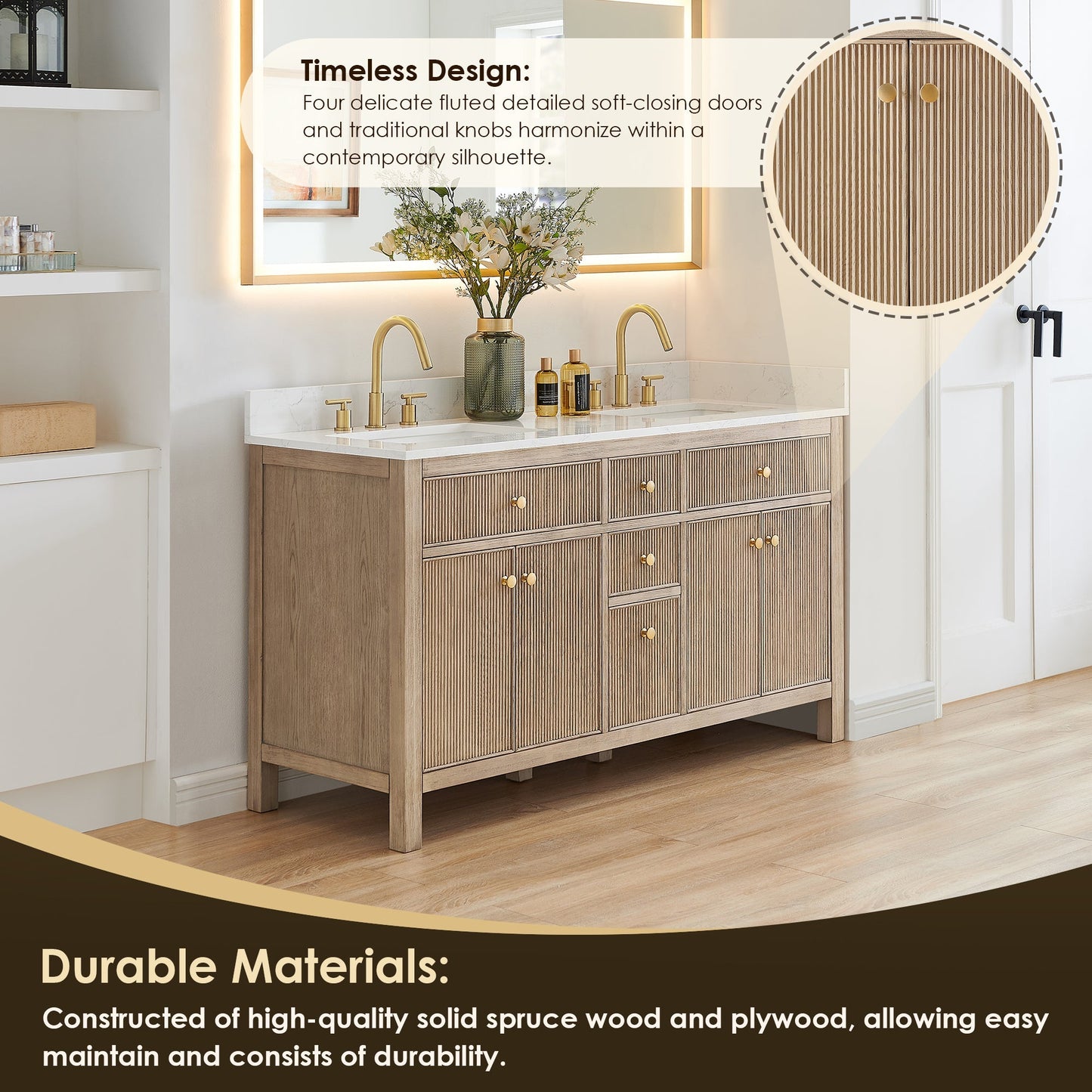 Altair Designs 60" double vanity with top - 567060-NK-GW-NM