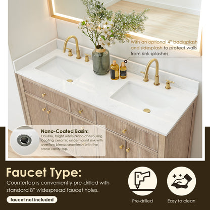 Altair Designs 60" double vanity with top - 567060-NK-GW-NM