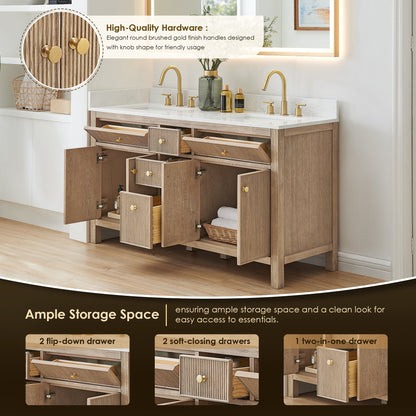 Altair Designs 60" double vanity with top - 567060-NK-GW-NM