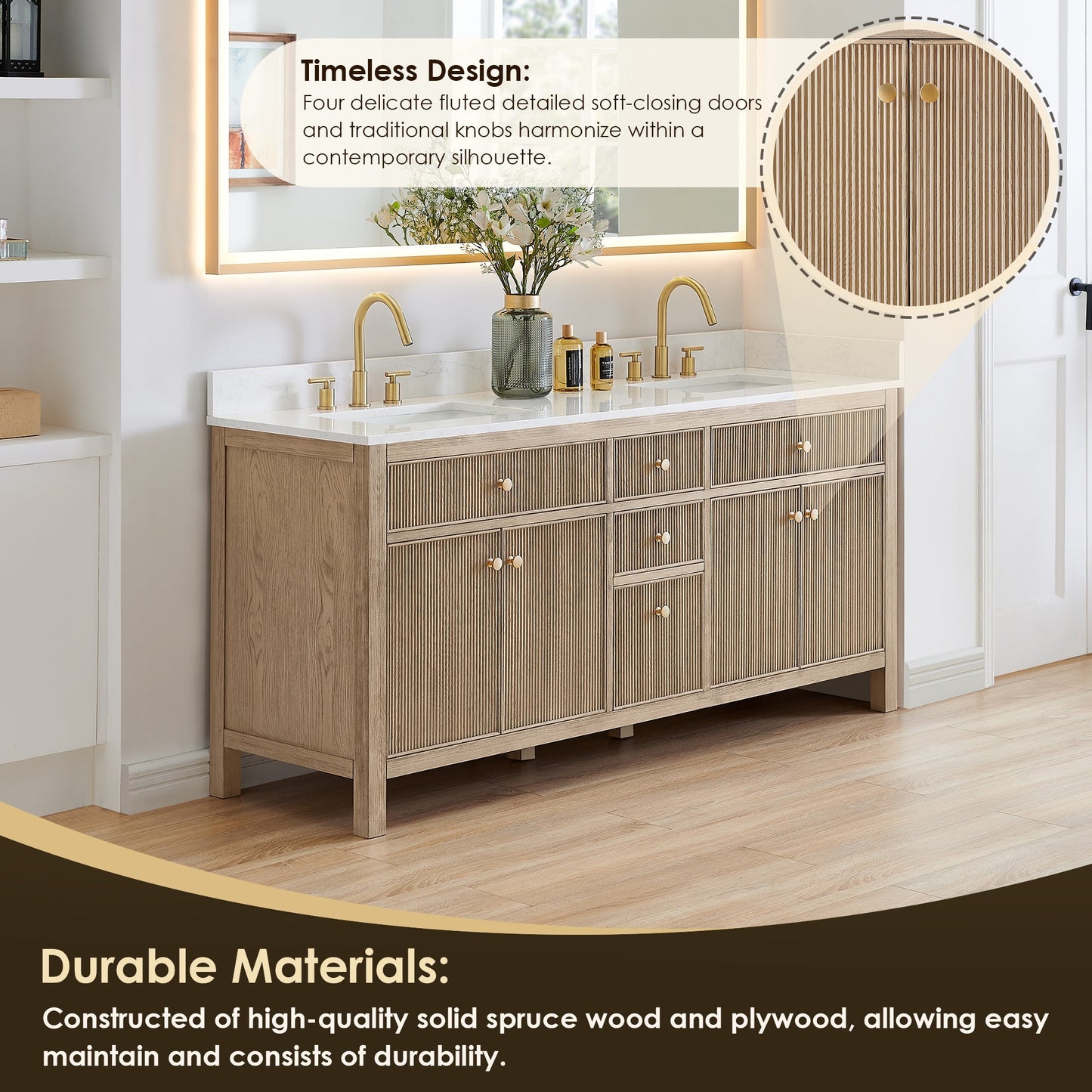 Cerrito 72" double vanity with top