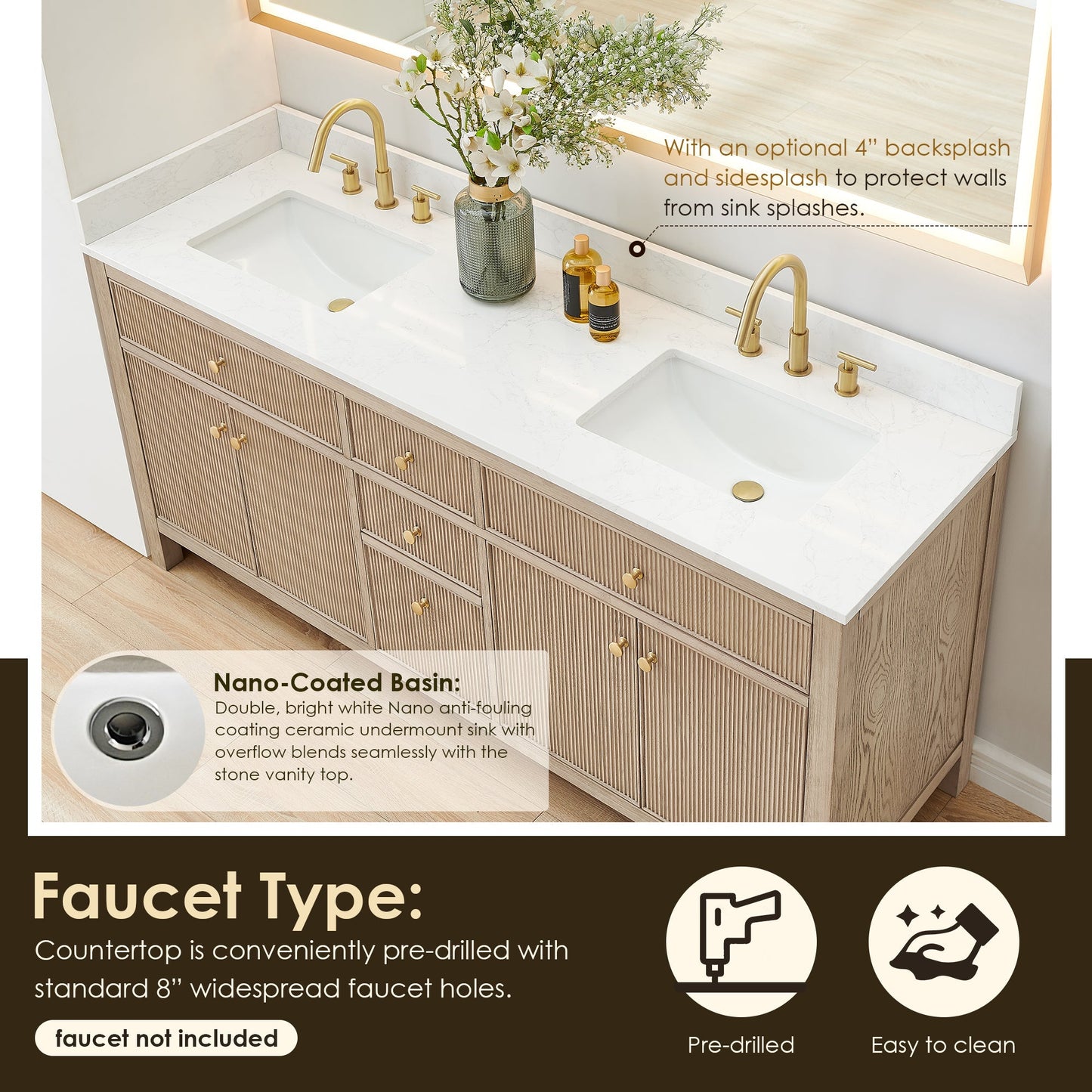 Cerrito 72" double vanity with top