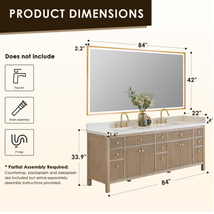 Altair Designs Cerrito 84" double vanity with top - 567084-NK-GW-NM