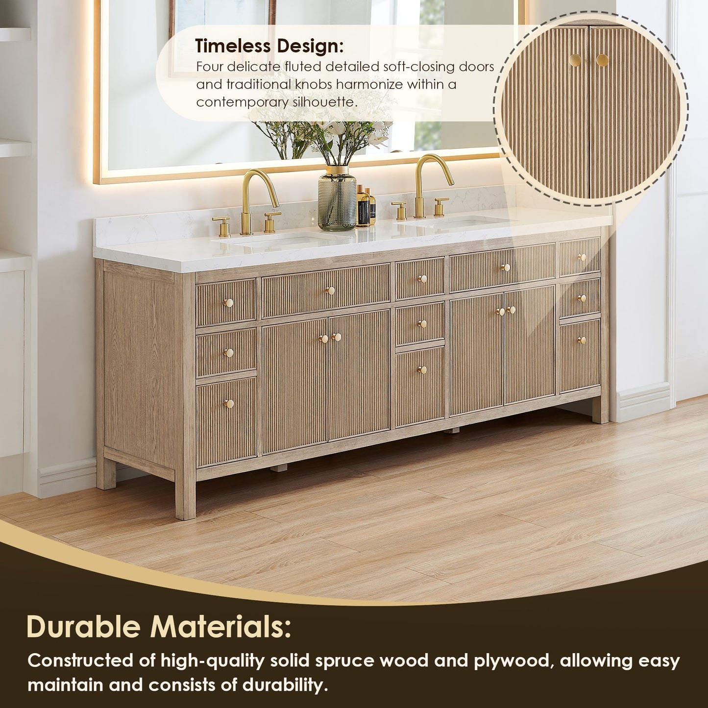 Altair Designs Cerrito 84" double vanity with top - 567084-NK-GW-NM
