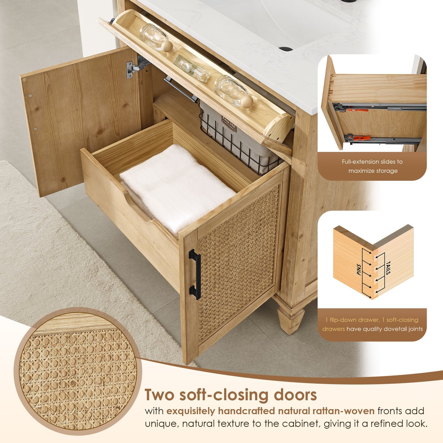 Altair Designs Salome 36"/48"/60"/72"/84" single/double vanity with top - 571036-WF-GW-NM