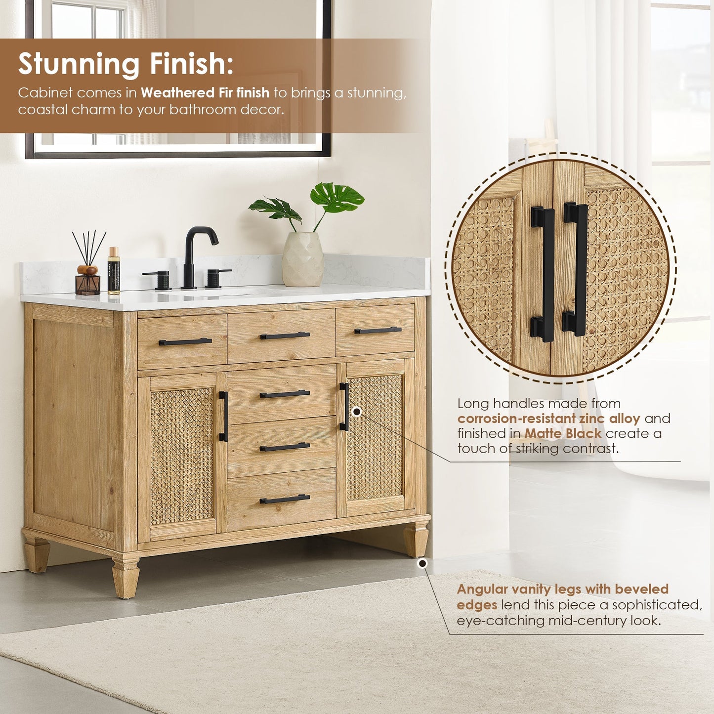 Altair Designs Salome 36"/48"/60"/72"/84" single/double vanity with top - 571036-WF-GW-NM