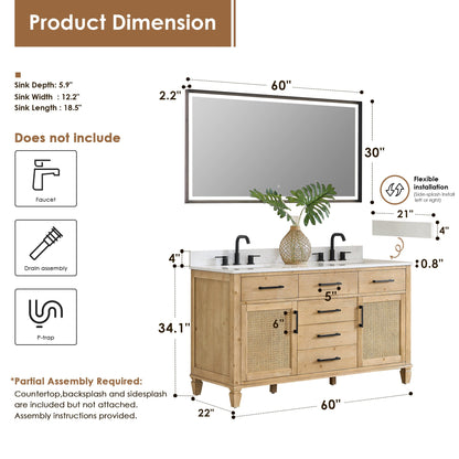 Altair Designs Salome 36"/48"/60"/72"/84" single/double vanity with top - 571036-WF-GW-NM