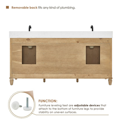 Altair Designs Salome 36"/48"/60"/72"/84" single/double vanity with top - 571036-WF-GW-NM