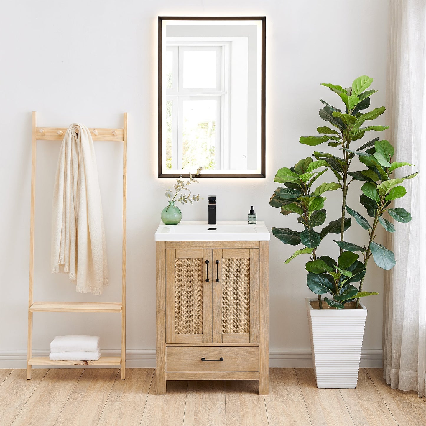 Altair Designs Bondi 24" single vanity with top - Altair Designs Siena 60" double vanity with top - 564060-LB-WH-NM