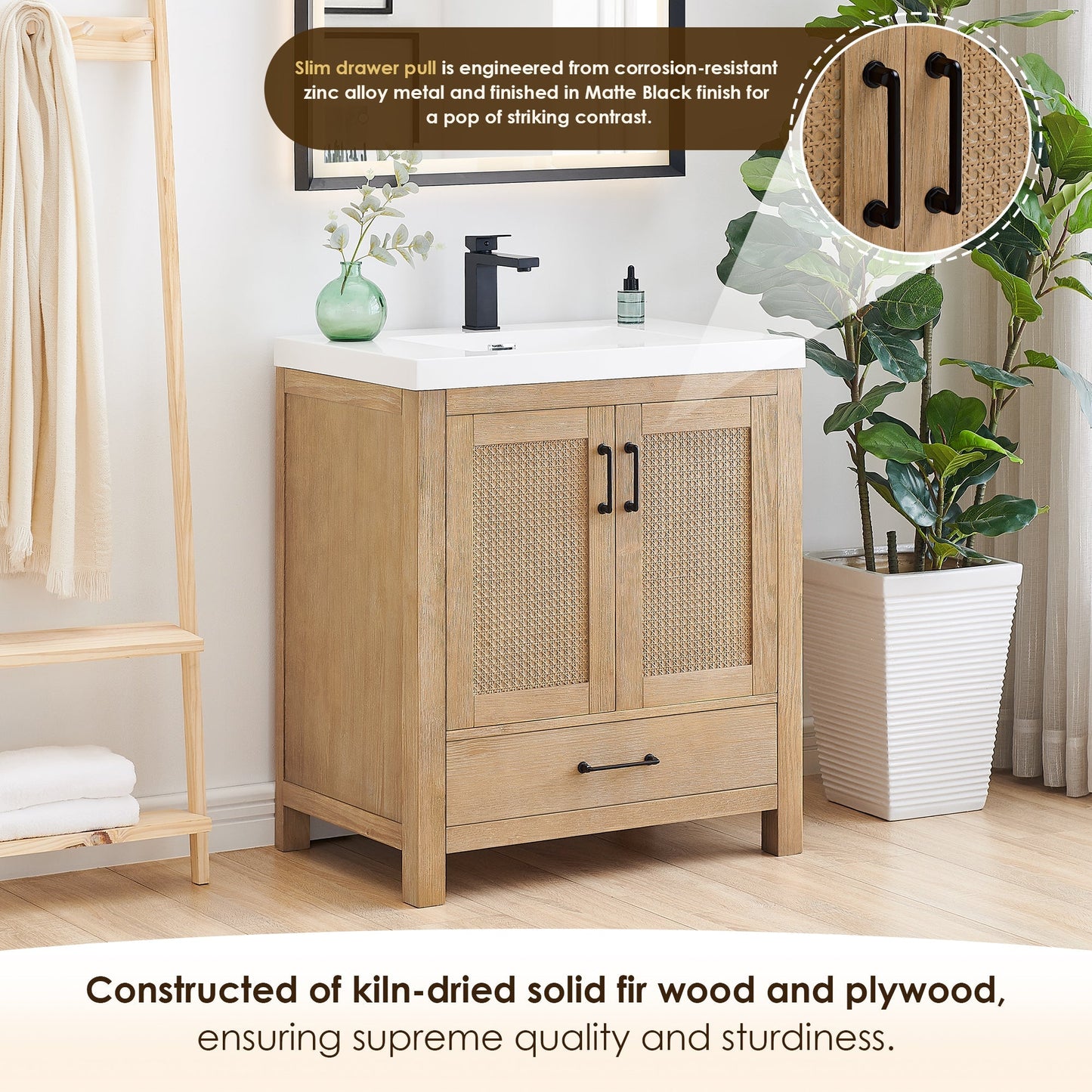 Altair Designs Bondi 30" single vanity with top - 572030-LB-WH-NM