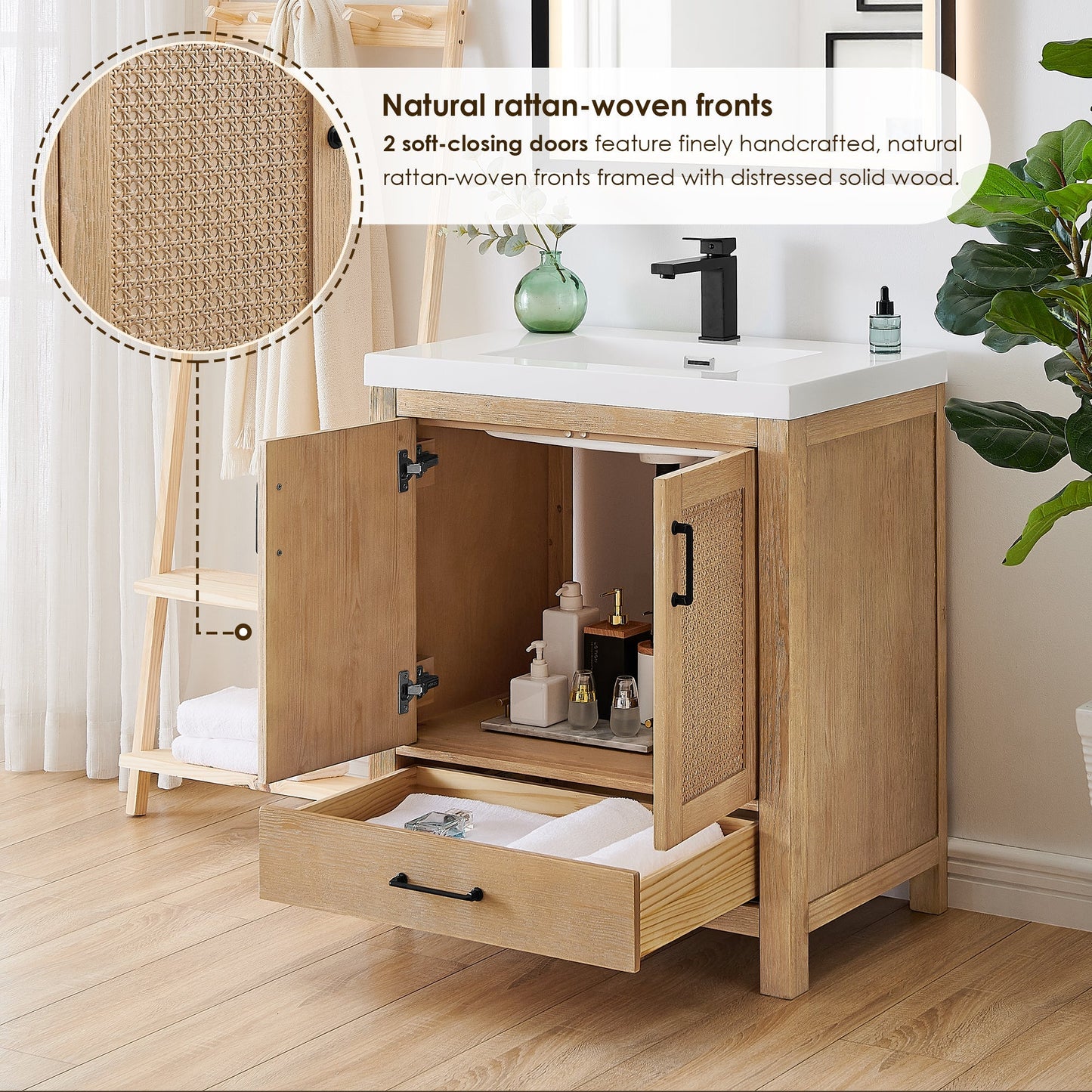 Altair Designs Bondi 30" single vanity with top - 572030-LB-WH-NM