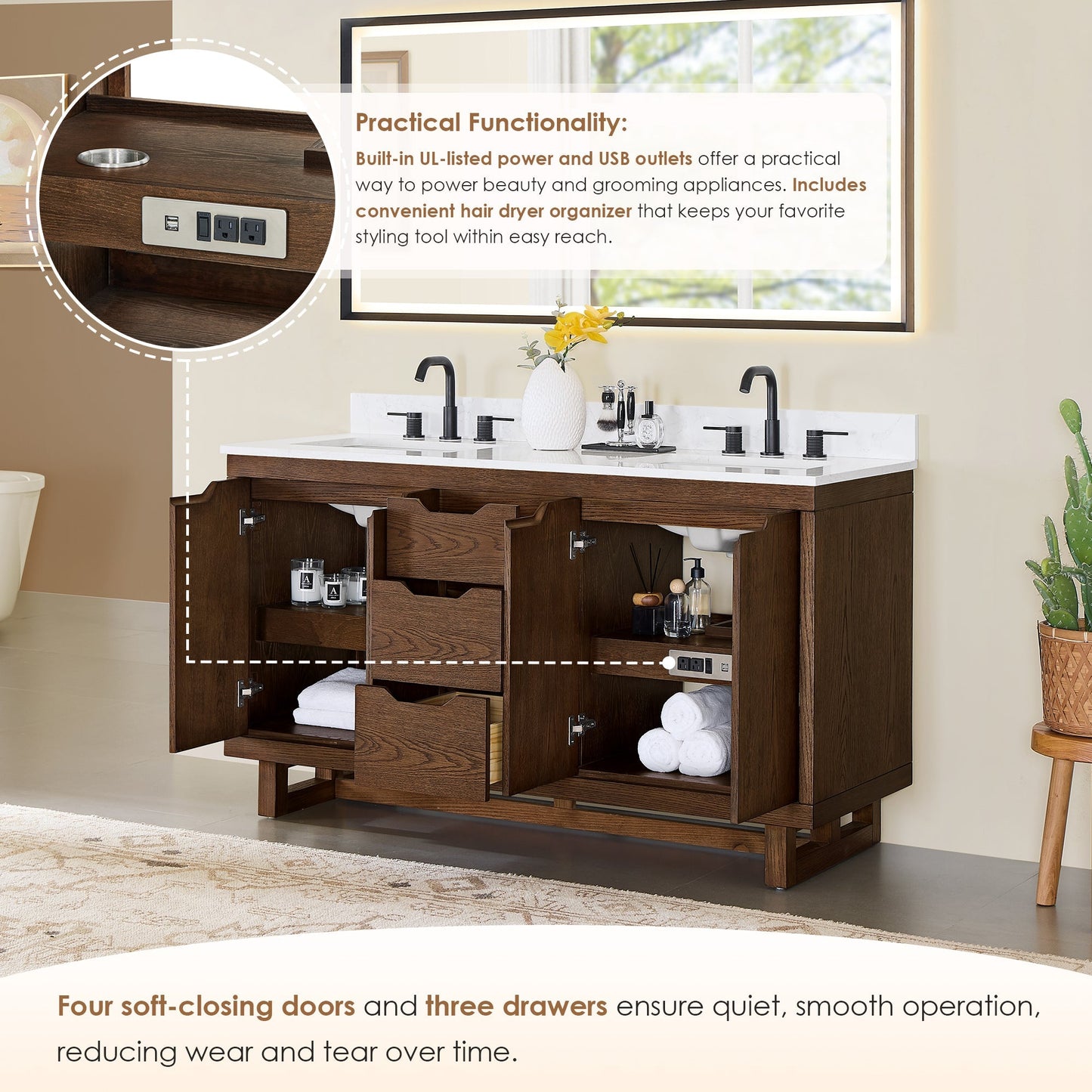 Altair Designs Mowry 36"/48"/60"/72" single/double vanity with top - 573036-BK-GW-NM Price