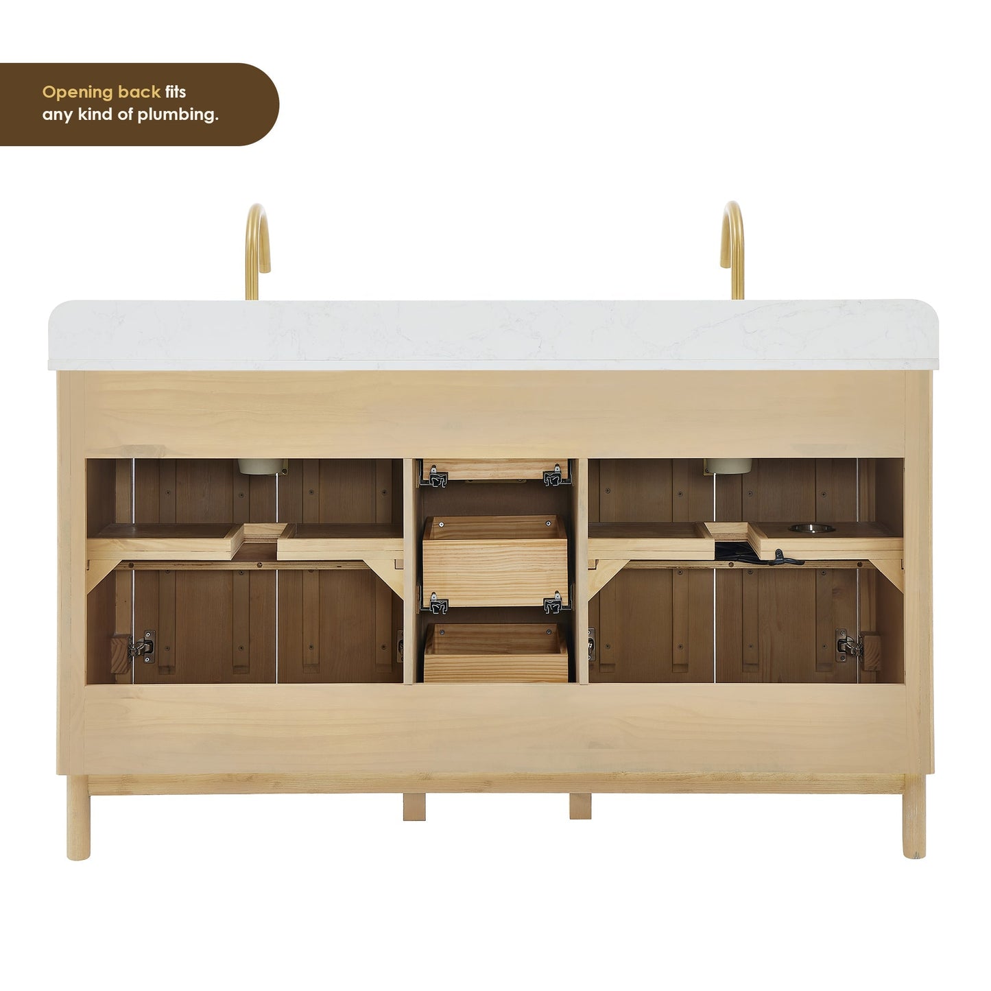 Altair Designs 60" double vanity with top - 575060-WL-GW-NM