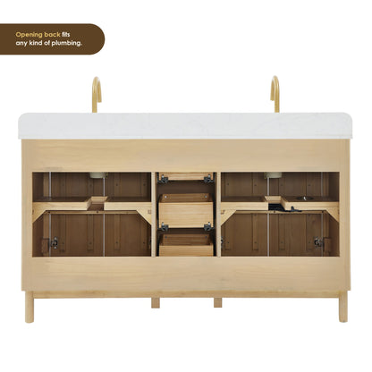 Altair Designs 60" double vanity with top - 575060-WL-GW-NM