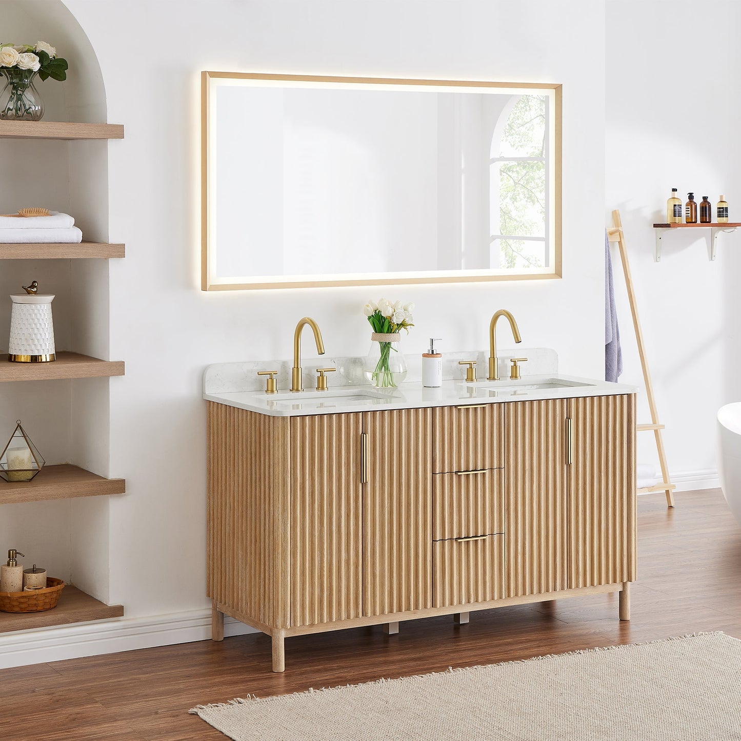 Altair Designs 60" double vanity with top - 575060-WL-GW-NM