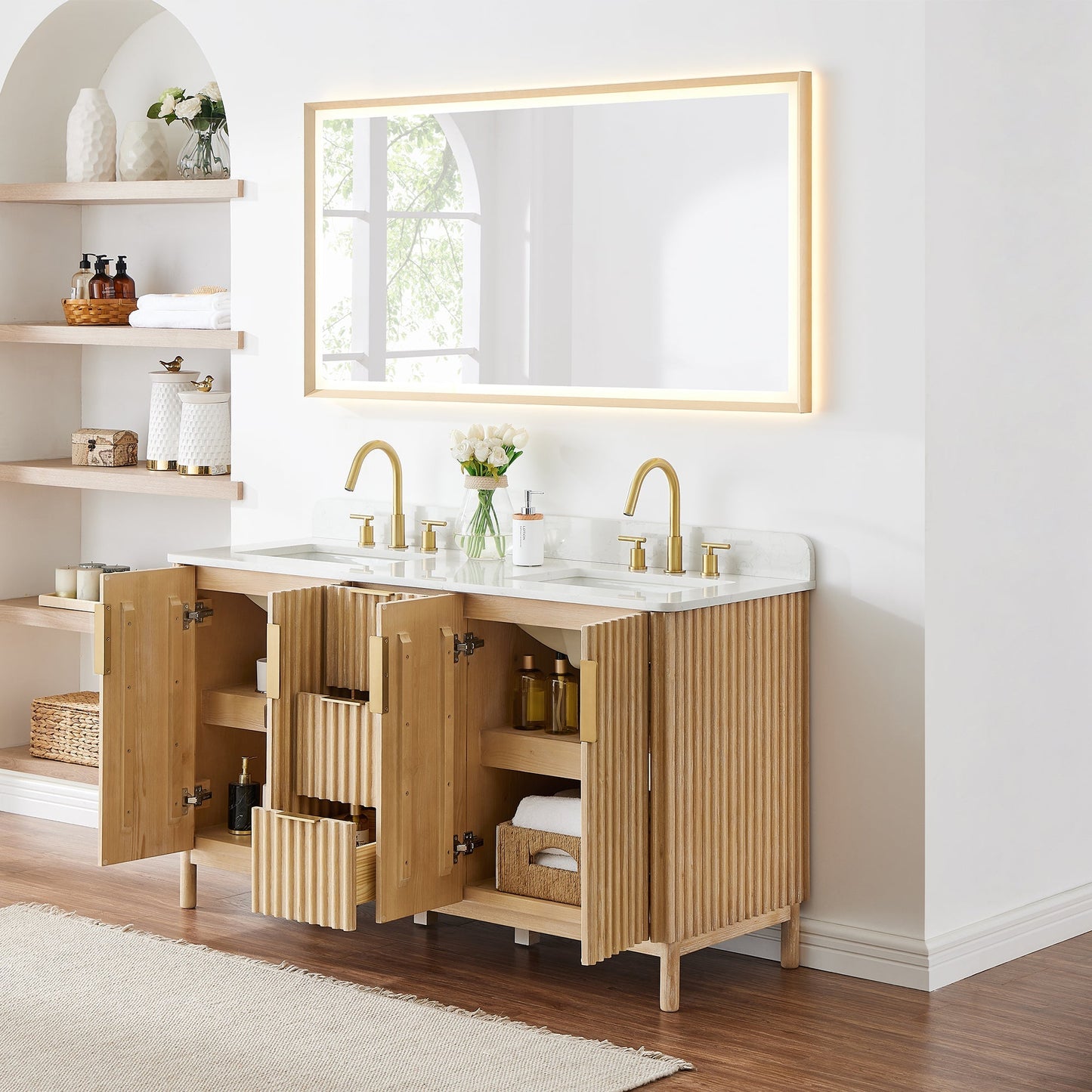 Altair Designs 60" double vanity with top - 575060-WL-GW-NM