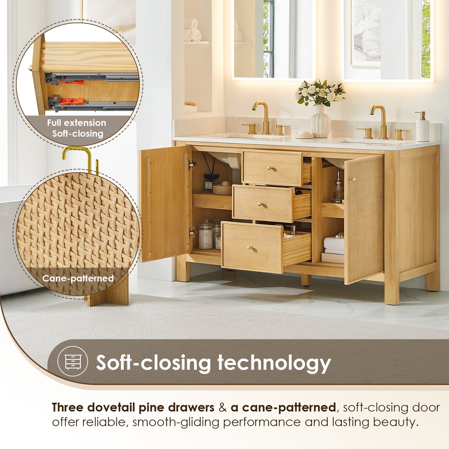 Altair Designs Cedar 36"/48"/60"/72" single/double vanity with top - 576036-NW-GW-NM