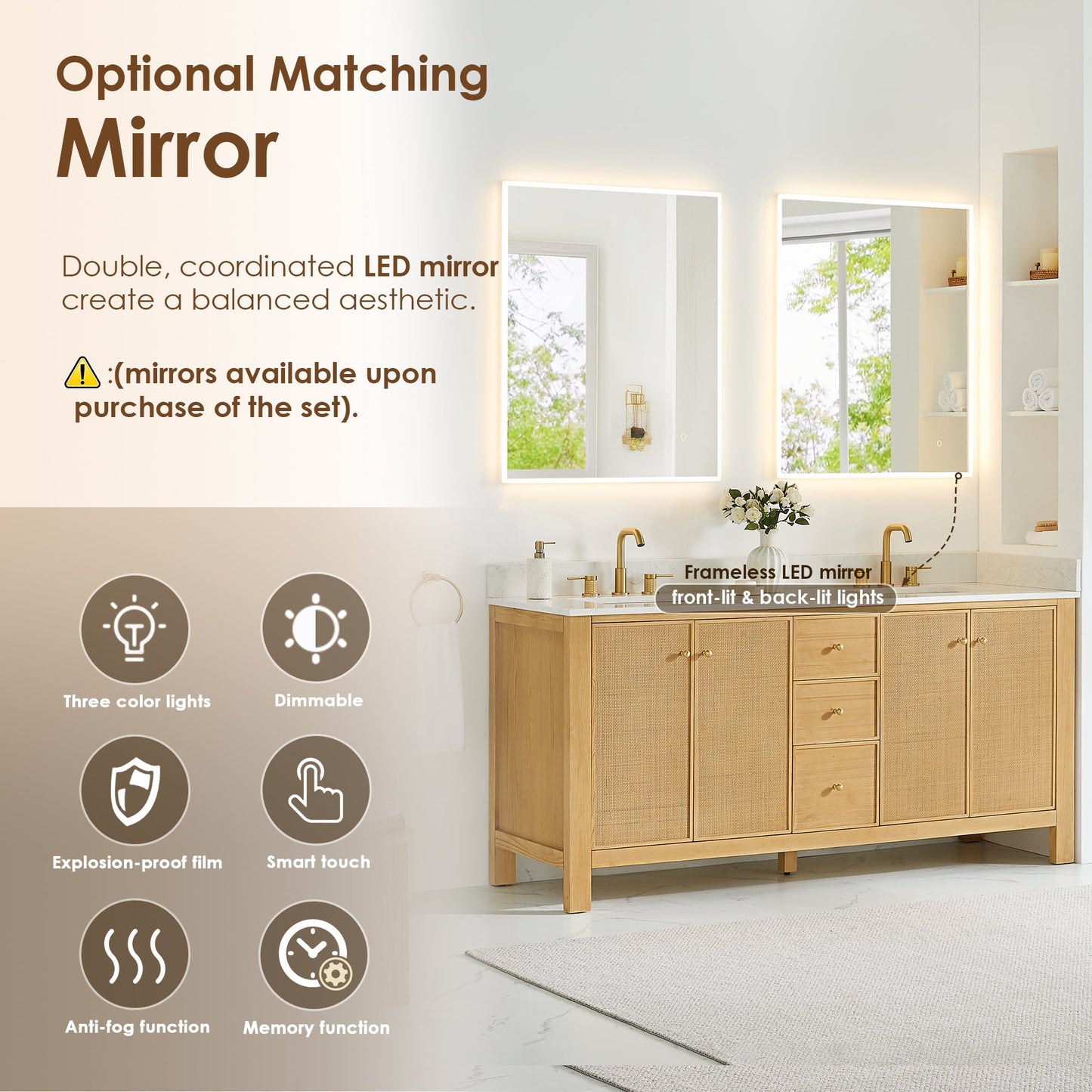 Altair Designs Cedar 36"/48"/60"/72" single/double vanity with top - 576036-NW-GW-NM