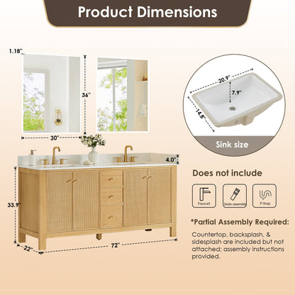 Altair Designs Cedar 36"/48"/60"/72" single/double vanity with top - 576036-NW-GW-NM