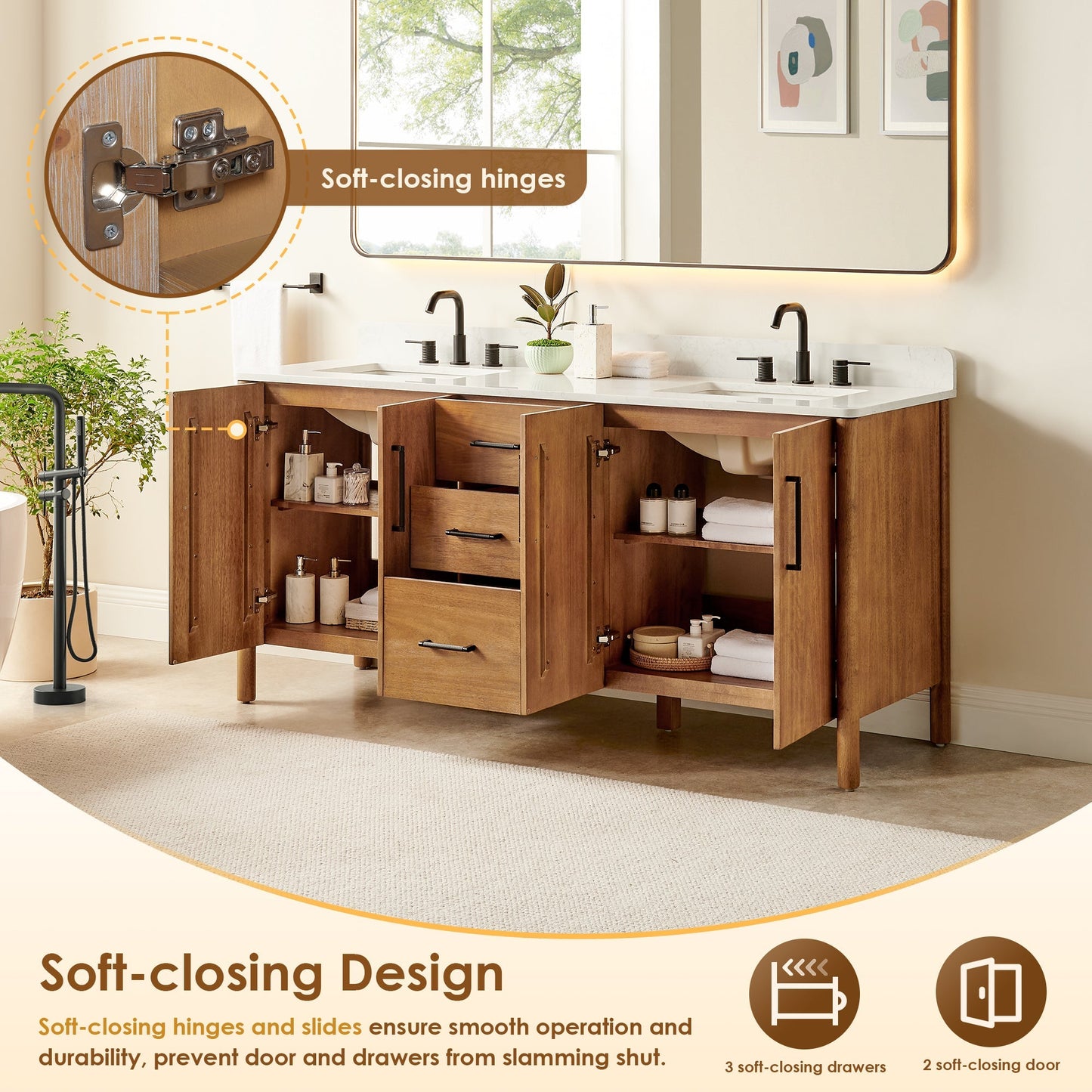 Altair Designs Velora 36"/48"/60"/72" single/double vanity with top - 578036-MB-GW-NM