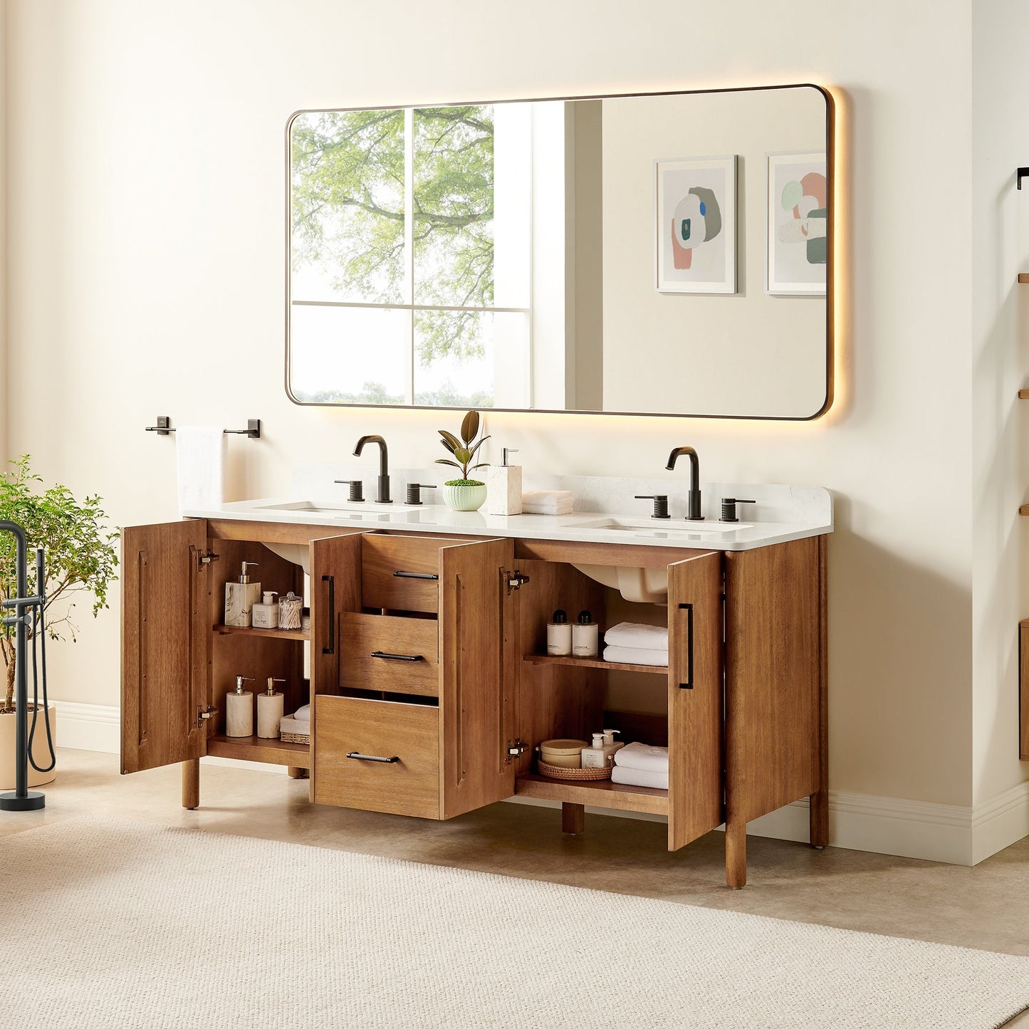 Altair Designs Velora 36"/48"/60"/72" single/double vanity with top - 578036-MB-GW-NM