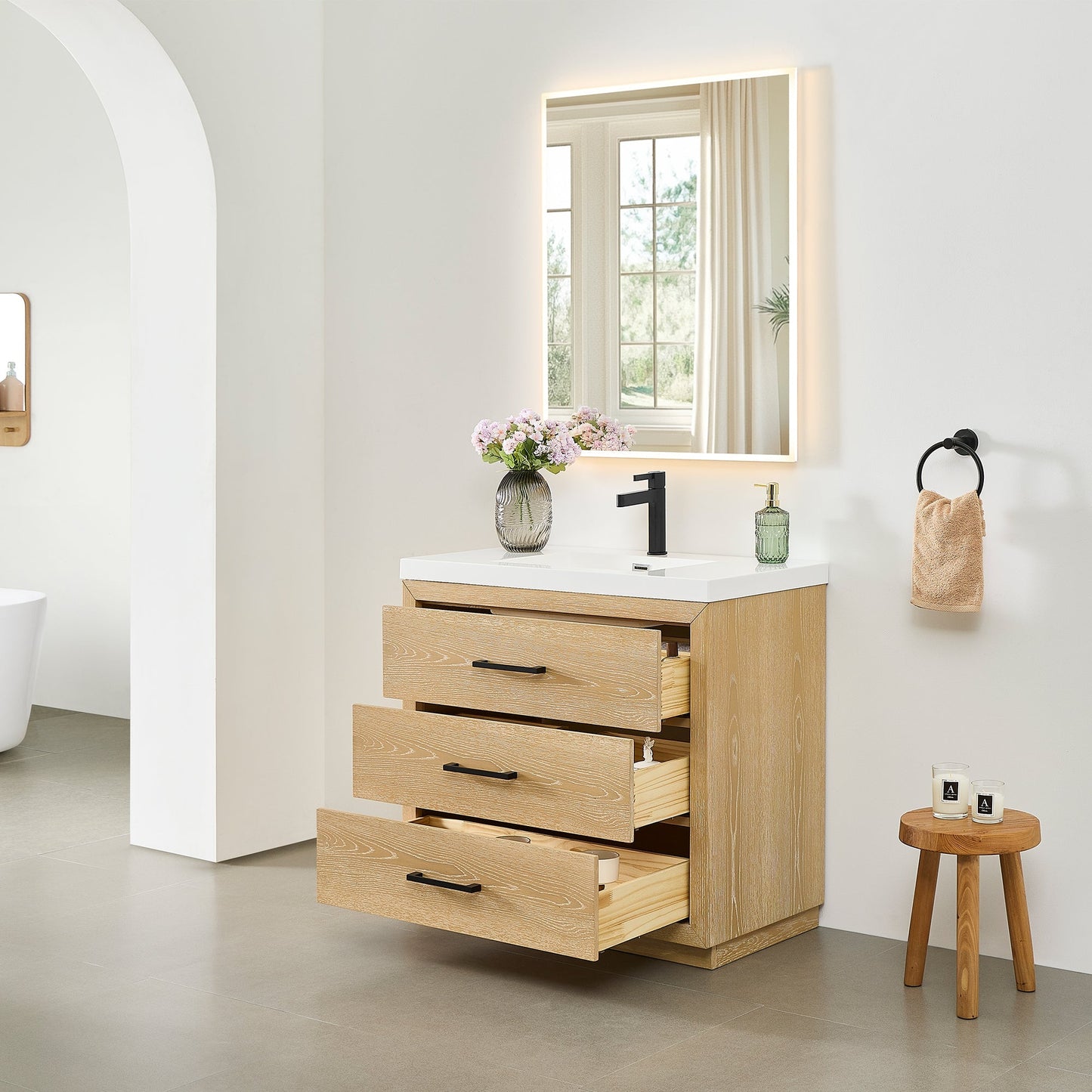 Altair Designs Sigrid 36"/48"/60"/72" single/double vanity with top - 579036-WO-WH-NM