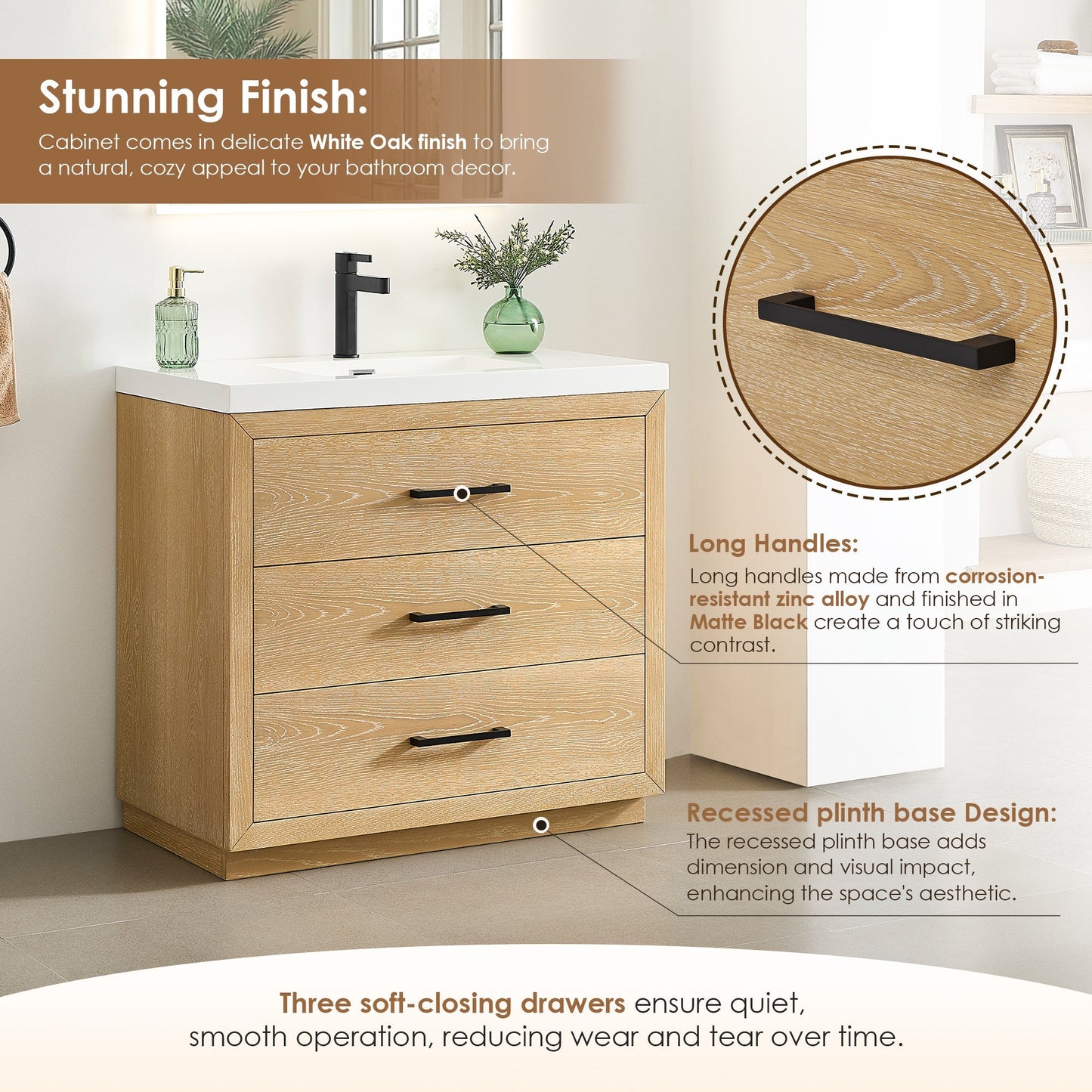 Altair Designs Sigrid 36"/48"/60"/72" single/double vanity with top - 579036-WO-WH-NM
