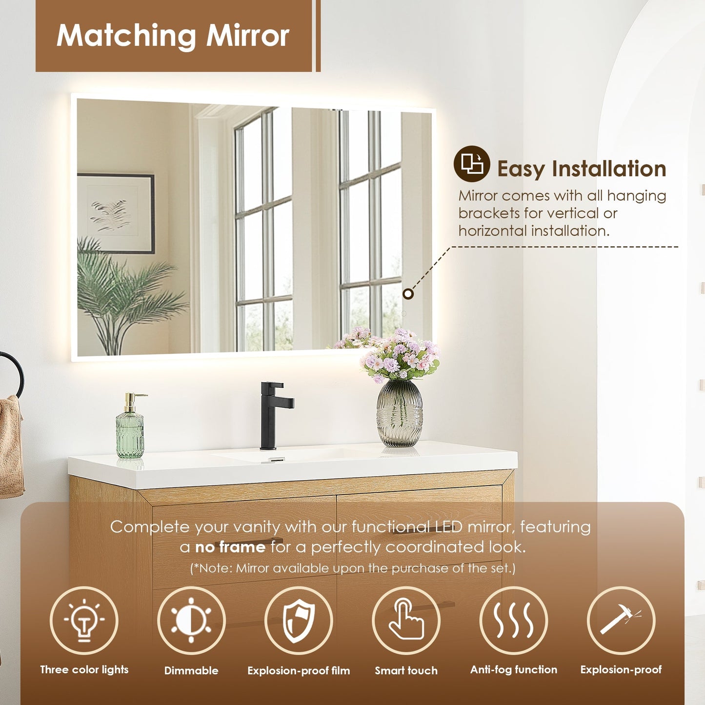 Altair Designs Sigrid 36"/48"/60"/72" single/double vanity with top - 579036-WO-WH-NM