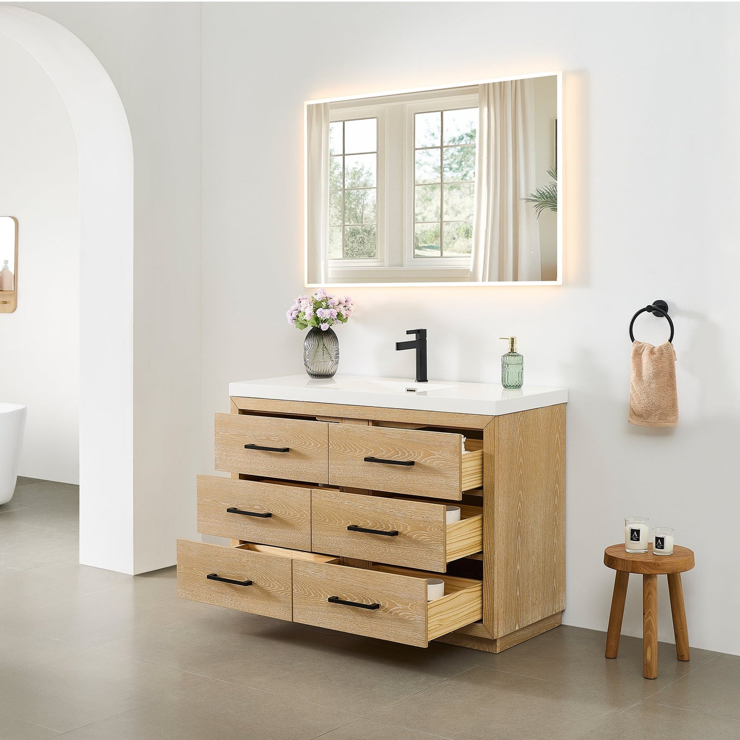 Altair Designs Sigrid 36"/48"/60"/72" single/double vanity with top - 579036-WO-WH-NM