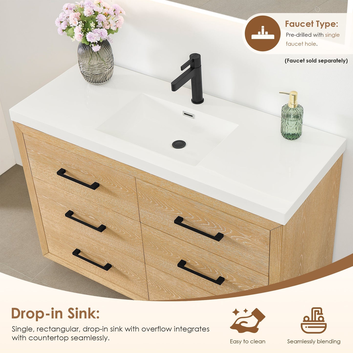 Altair Designs Sigrid 36"/48"/60"/72" single/double vanity with top - 579036-WO-WH-NM