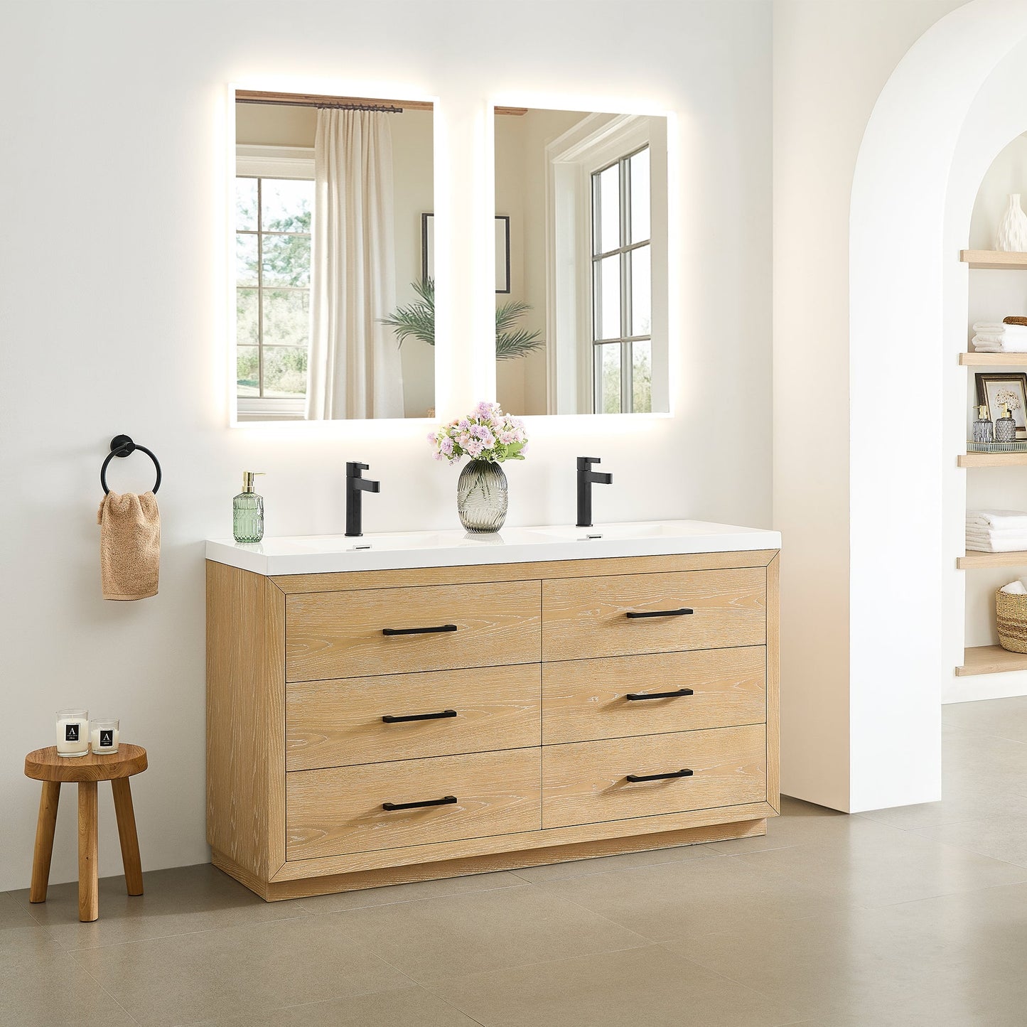 Altair Designs Sigrid 36"/48"/60"/72" single/double vanity with top - 579036-WO-WH-NM