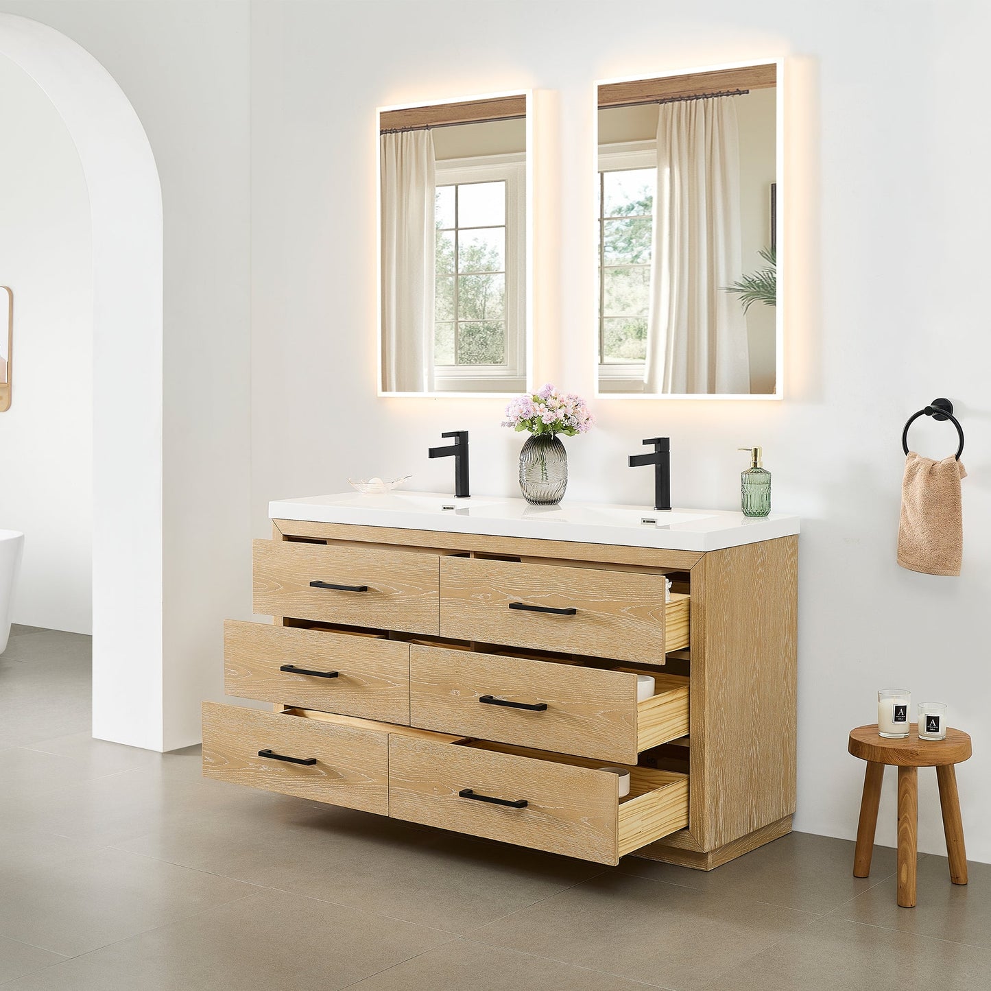 Altair Designs Sigrid 36"/48"/60"/72" single/double vanity with top - 579036-WO-WH-NM