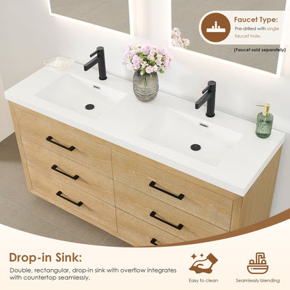 Altair Designs Sigrid 36"/48"/60"/72" single/double vanity with top - 579036-WO-WH-NM