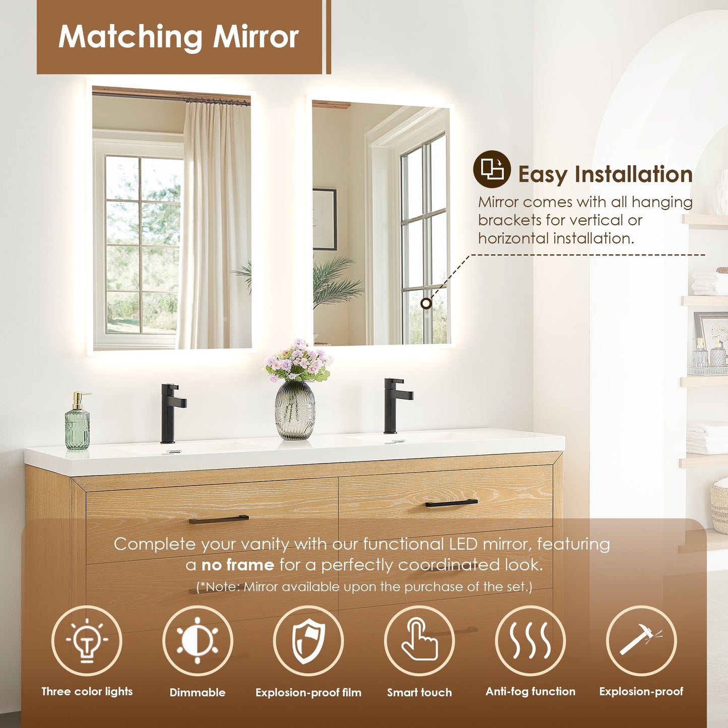 Altair Designs Sigrid 36"/48"/60"/72" single/double vanity with top - 579036-WO-WH-NM
