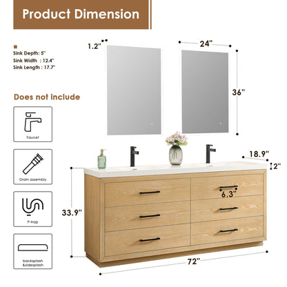 Altair Designs Sigrid 36"/48"/60"/72" single/double vanity with top - 579036-WO-WH-NM