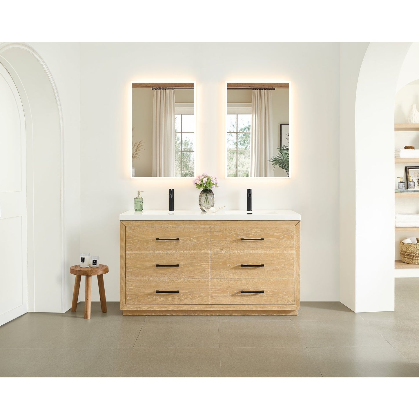 Altair Designs Sigrid 36"/48"/60"/72" single/double vanity with top - 579036-WO-WH-NM