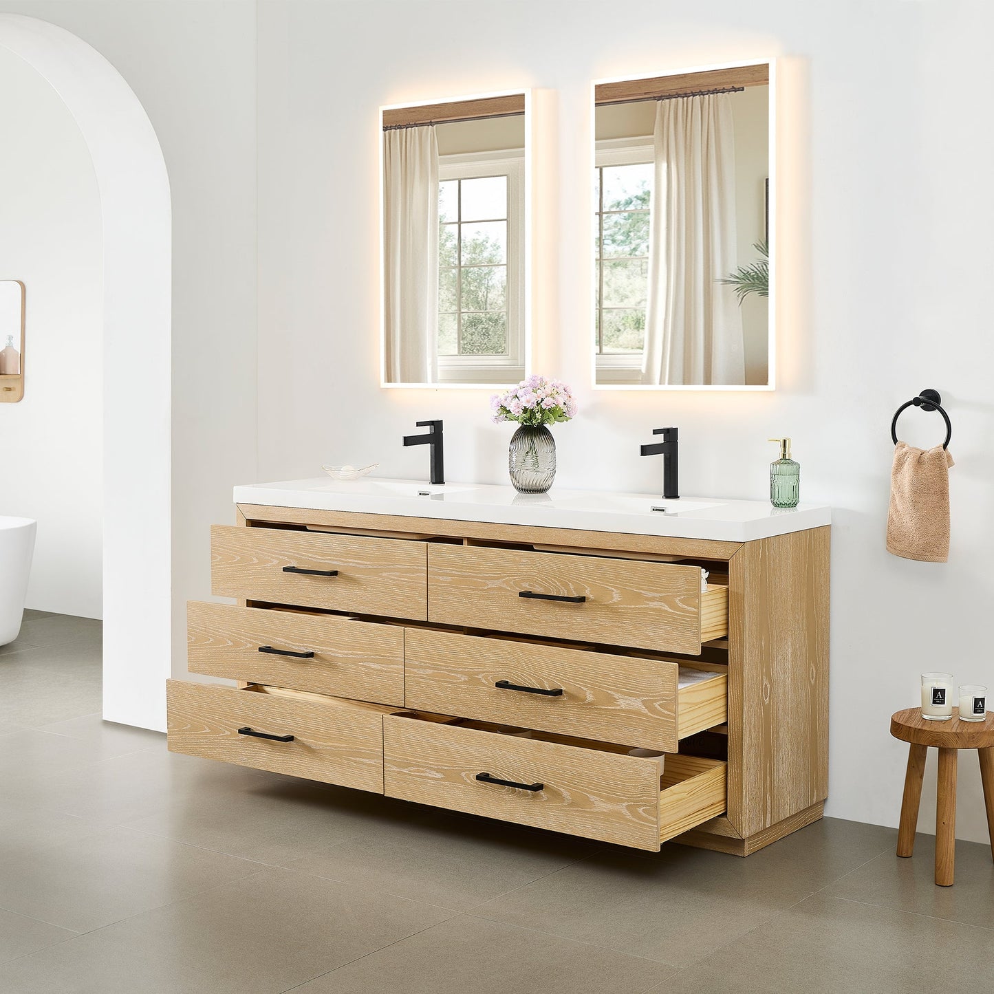 Altair Designs Sigrid 36"/48"/60"/72" single/double vanity with top - 579036-WO-WH-NM
