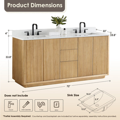 Altair Designs Clayton 72" double vanity with top - 580072-WL-GW-NM