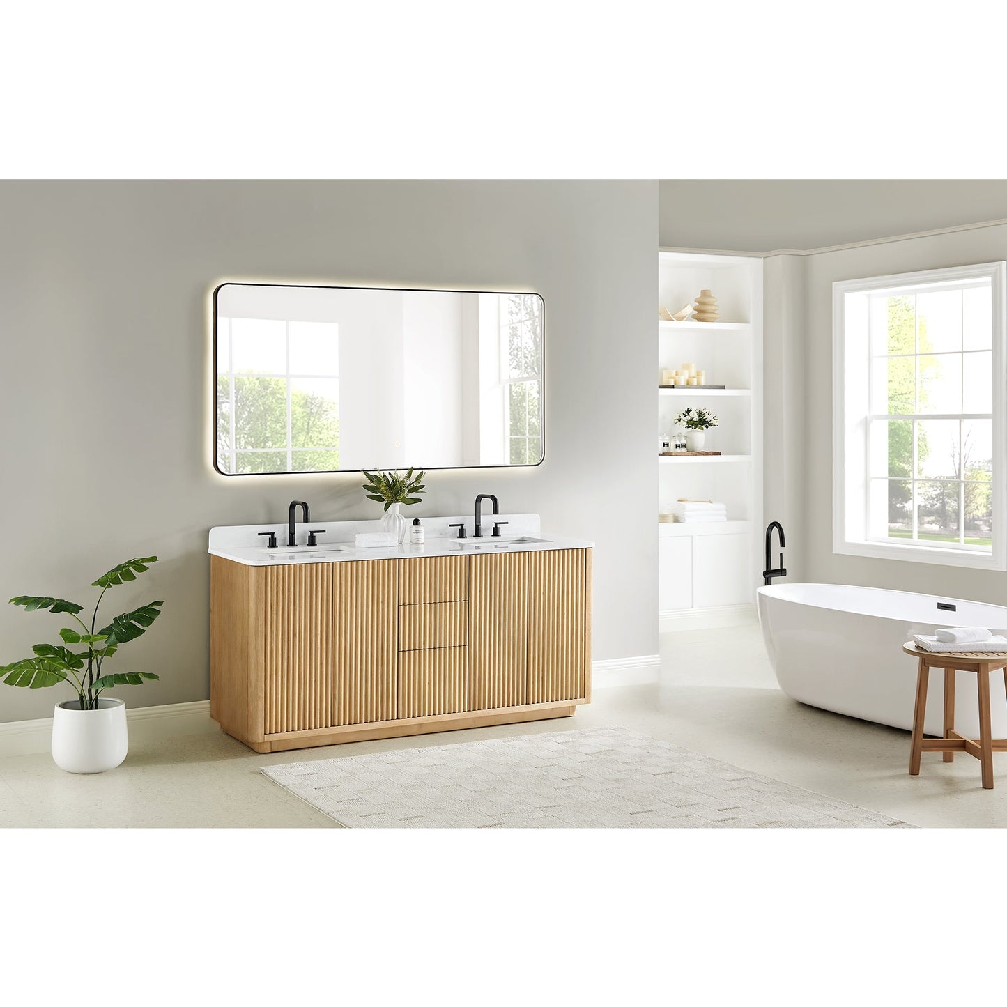 Altair Designs Clayton 72" double vanity with top - 580072-WL-GW-NM