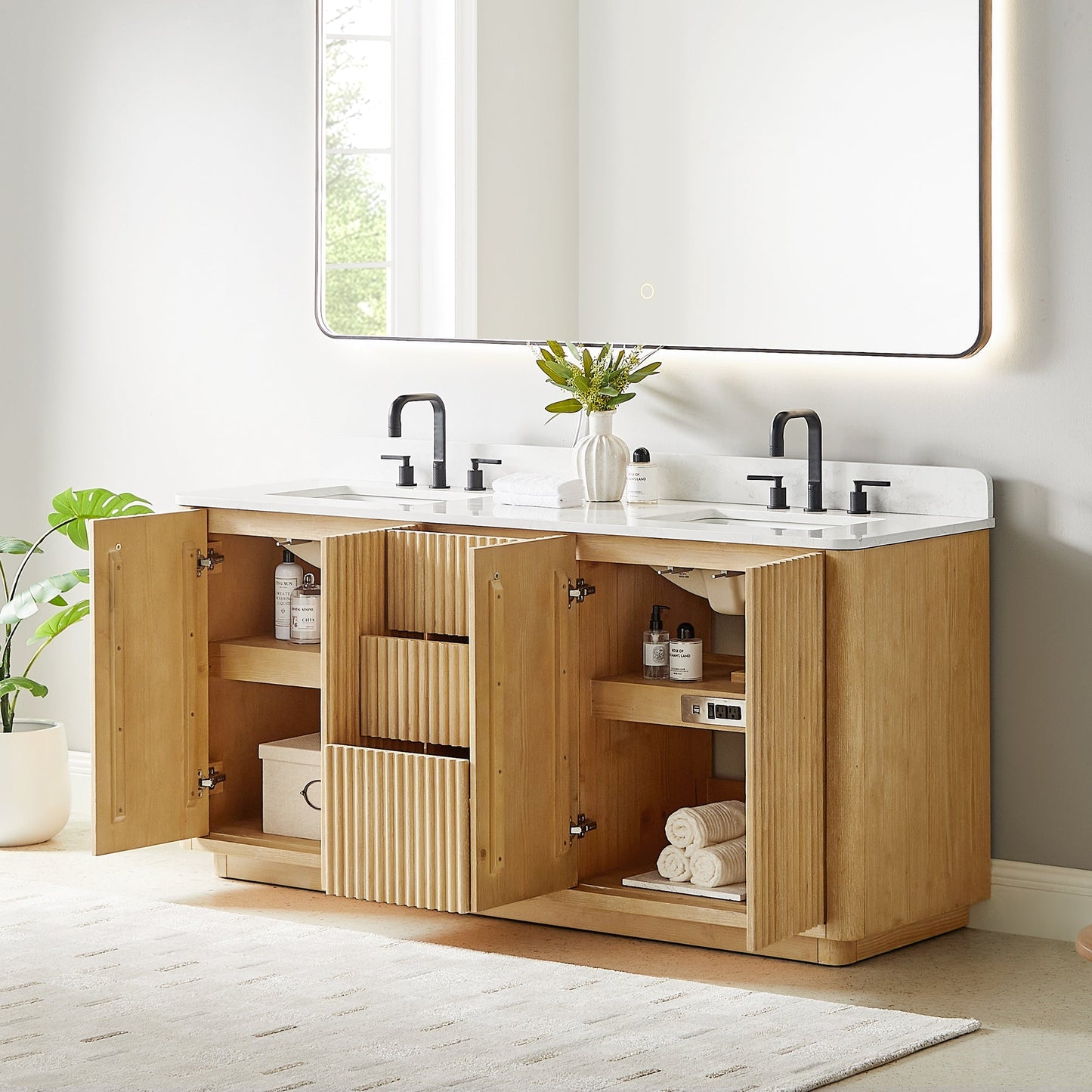 Altair Designs Clayton 72" double vanity with top - 580072-WL-GW-NM