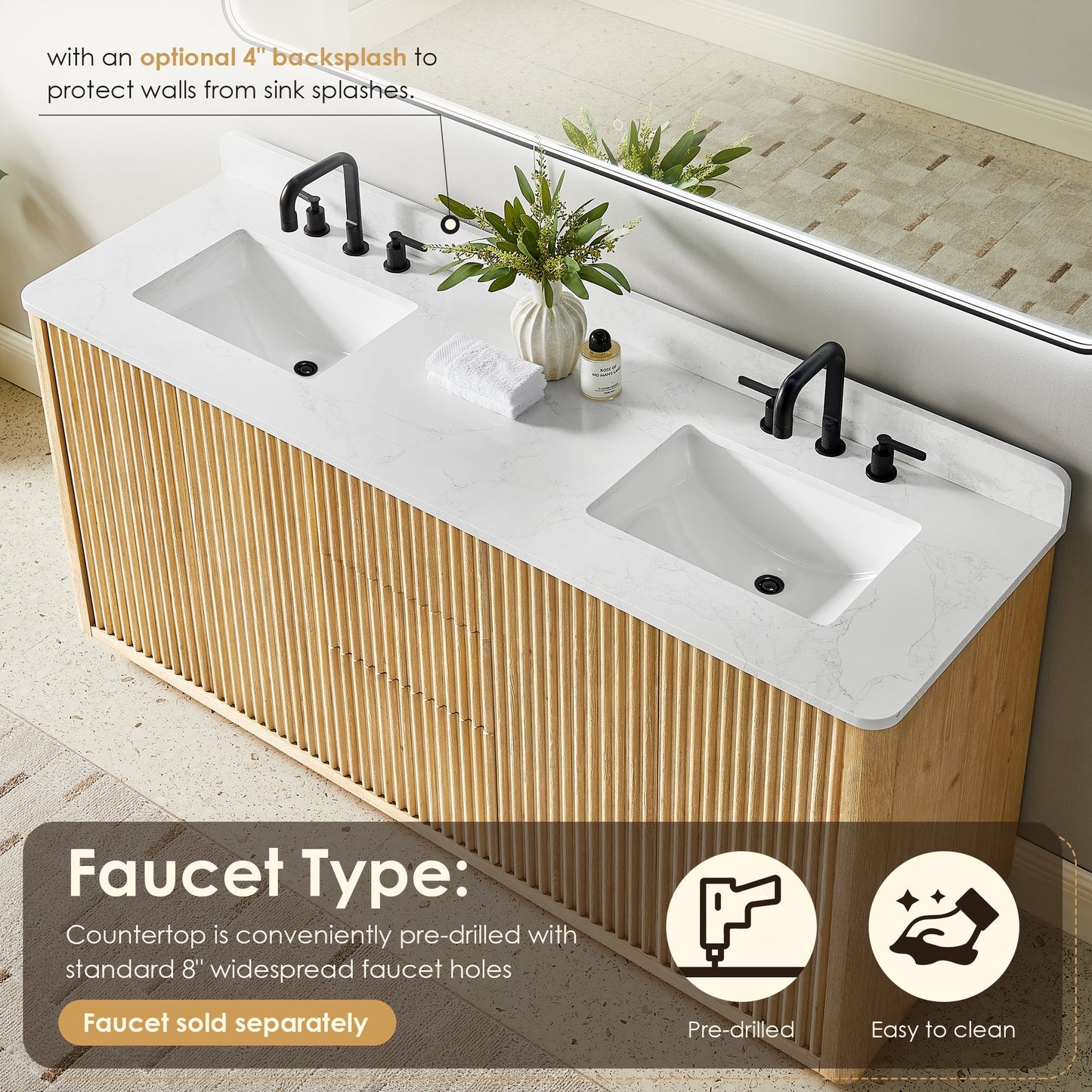 Altair Designs Clayton 72" double vanity with top - 580072-WL-GW-NM